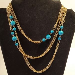 #287 Host Pick🏆 EMMONS Faux Turquoise Bead and Gold Chain Necklace